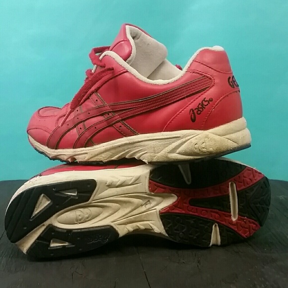 Rare Japanese Asics Red Leather GEL sz 9 Vintage - Picture 5 of 8